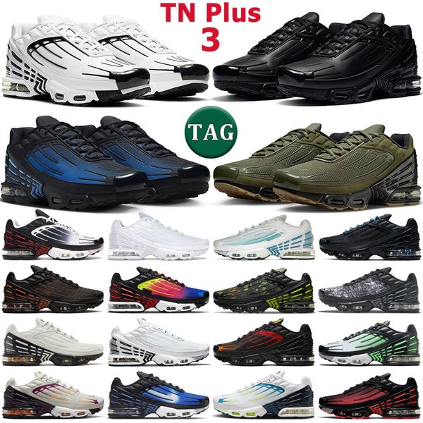 tn plus 3 scarpe da corsa da uomo Pelle Black Laser Blue Gradient Triple White Radiant Crimson Red Blood Orange Graphic Crater Marina Volt scarpe da ginnastica sportive da uomo