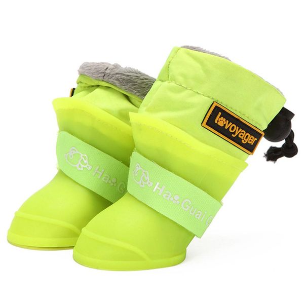 Sapatos 4pcs botas de chuva para cães para cães médios pequenos sapatos de cachorro impermeabilizados inverno botas de neve quente lã de silício macio Antislip ajustável