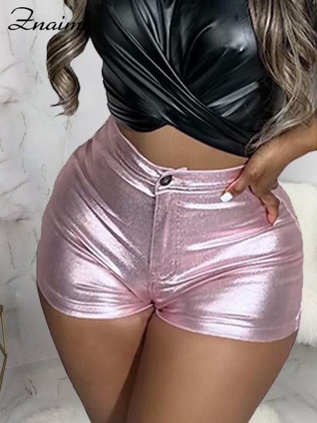 Damen Shorts Znaiml Sommer Shiny Metallic Cycling for Women Clothing Push Up Pants Sexy Beach Birthday Rave Party Night Club Hose 230504