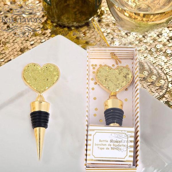 Bomboniera 50 pezzi Tappo per bottiglia a forma di cuore con glitter dorati brillanti Bomboniere Regali di compleanno per addio al nubilato Anniversario di matrimonio Ricordo