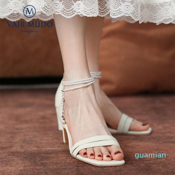 Сандалии Vair Mudo Women Shoes Fashion High Heels Элегантный белый черный детский замшевый бусин сплошная пряжка для взрослых LX174L