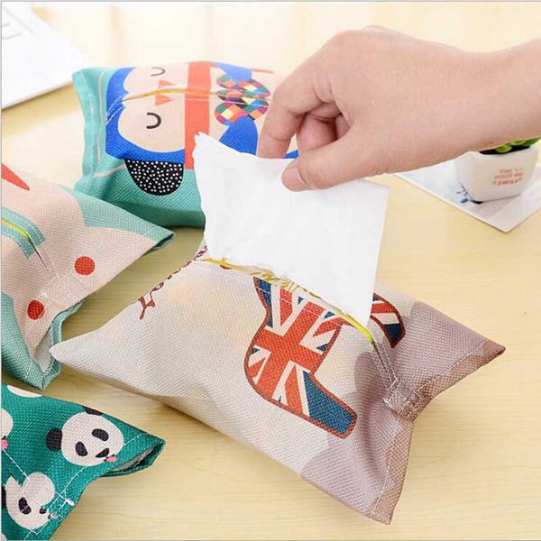 Tissue Boxes Servietten Stoff Tissue Boxes Cover Creative Cartoon Cute Rabbit Bear Animal Printing Feuchttücher Serviettenhalter Cover für Schreibtische Tisch Z0505