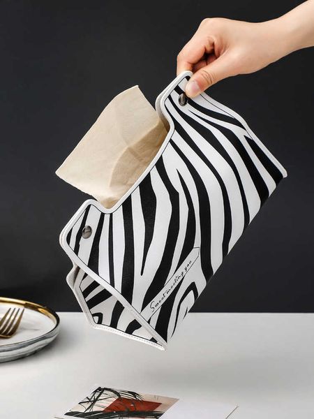 Caixas de lenços de papel guardanapos de caça de caça de zebra caixa de papel para xadrez em um higiênico Caixa de papel de couro Creative High -End Light Luxury Box Z0505