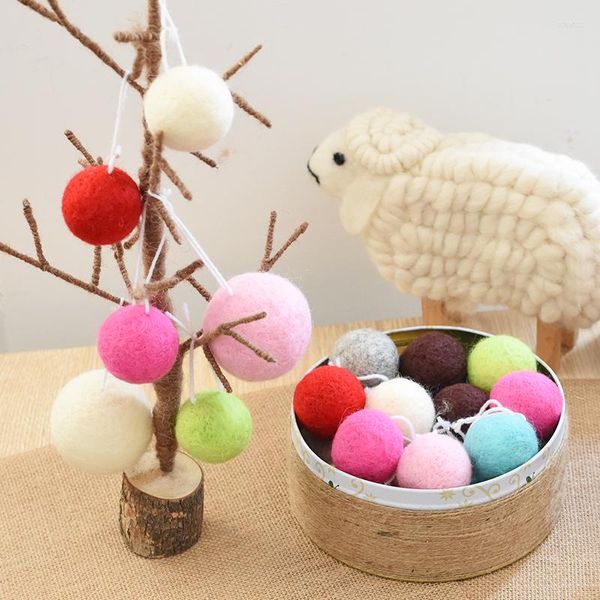 Decorazioni natalizie Decorazione dell'albero 4cm 6cm Ciondolo con palline multicolori in lana creativa SDQ-108