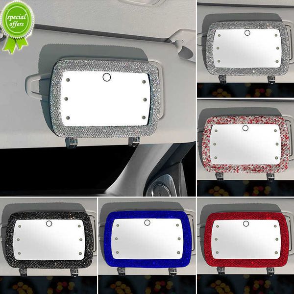 New Car Mirror Interior Crystal Diamond Sun Visor Makeup Mirror pentear maquiagem de maquiagem HD Mirror Bling Cars Acessórios para mulheres