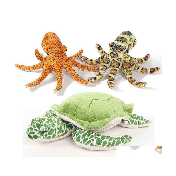 Plüschpuppen Pc Cm Simation Octopus Sea Turtle Cuddles Stuffed Soft Animal Marine Life Kreatives Weihnachtsgeschenk für Kinder J220704 Drop Deliv Dh3Tc