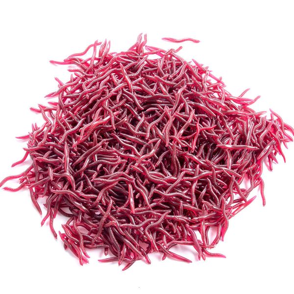 Iscas de iscas de isca macia - hengjia 50pcs / saco de 4cm / 8cm de minhoca artificial isca real worms vermelhos leurre sopa peca tackle 230504