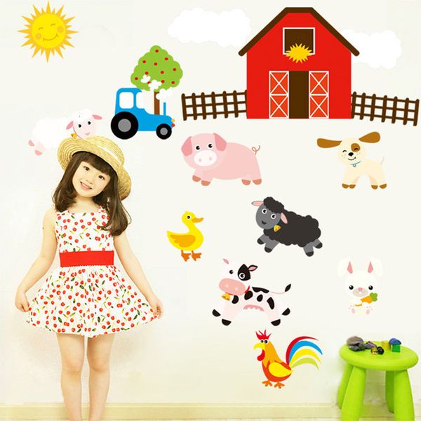 Papéis de parede Cartoon fazenda adesivos de parede crianças garotas da sala de estar decoração de animais fofa de parede de parede de parede de parede de parede de parede 230505