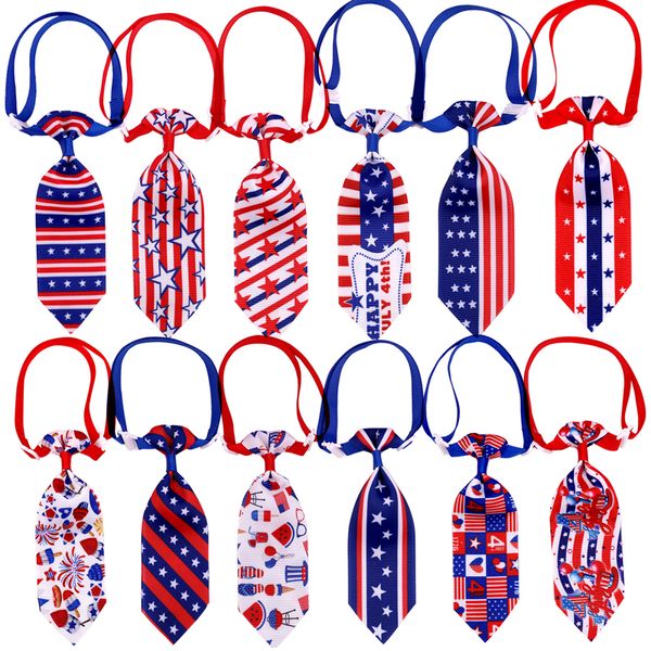 4. Juli amerikanische Flaggen-Hundebindungen Unabhängigkeitstag-Welpen-Halsbindungen Handgemachte patriotische Hundebindungen für kleine Hunde, niedliche Haustier-Hundefeiertags-Zusätze 12 Farben Großhandel A708