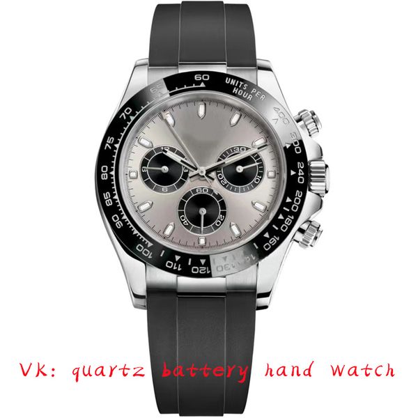 Мужские кварцевые часы VK с аккумулятором: часы-хронометр, дизайнерские часы, 40 мм, черный циферблат, керамические модные классические водонепроницаемые светящиеся сапфировые часы из нержавеющей стали dhgate