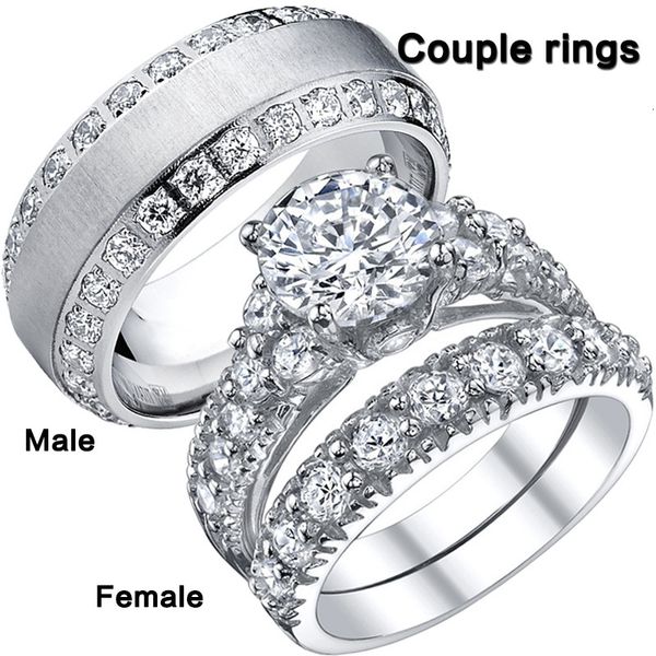 Fedi nuziali Zircone Coppia Per Uomo Donna Set Amanti Anello Dito Gioielli Donna Proponi Matrimonio Accessori Taglia 513 Elenco 230505