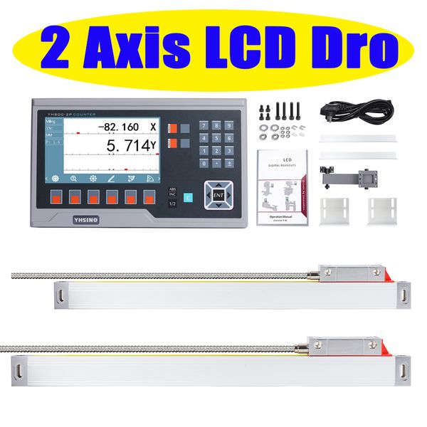 Multi-Lingua YH800 Big Lcd Dro Lettura Digitale Set 2PCS Encoder Lineare 5U 5V TTL per Macchine CNC Tornio