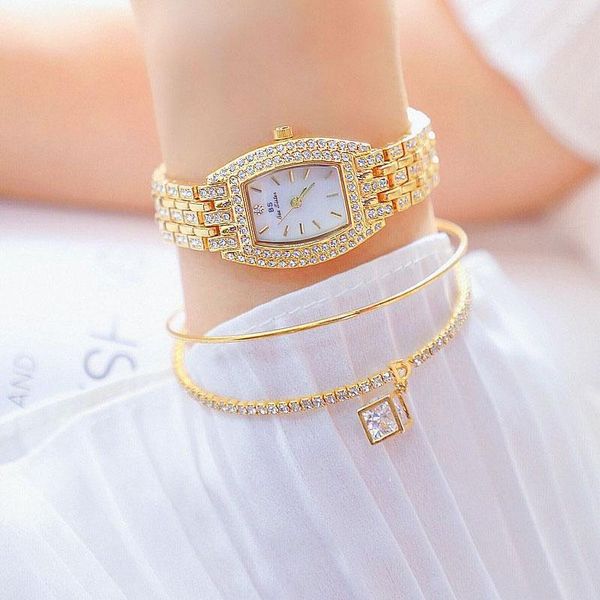 Orologi da polso Oro Argento Orologio da donna Famosi marchi di lusso Cristallo Diamante Moda Donna Bracciale da polso al quarzo Regalo Relogio