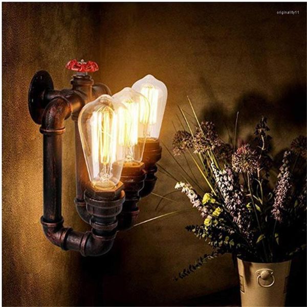 Lampada da parete Vintage Valve Water Pipe Sconce Light Loft Decorazione domestica industriale per illuminazione interna da comodino cucina