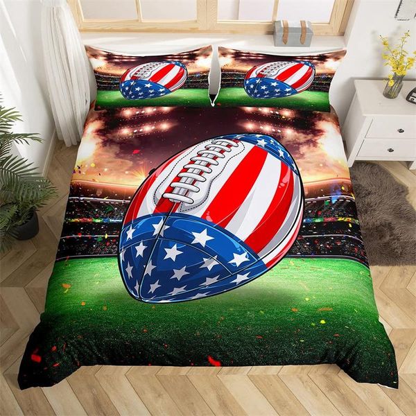 Yatak takımları erkekler futbol nevresim kapak seti mikrofiber 3d futbol yorgan top spor tema tek ikiz kral çocuklar için gençler