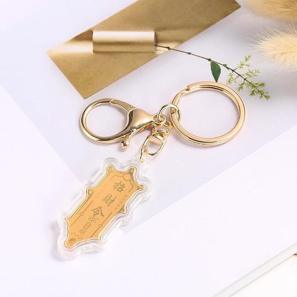 Schlüsselanhänger Goldene Folie Papier Rune Anhänger Good Lucky Order Schlüsselanhänger für Telefon Charm Schlüsselanhänger Rucksack Tasche Hanging Decor Creative Souvenir