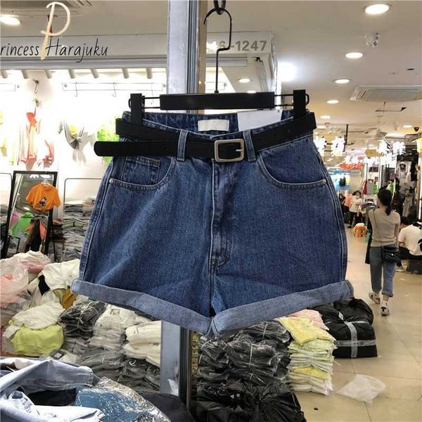 Shorts femininos para shorts de jeans cautela feminino clássicos femininos clássicos da cintura alta perna larga fêmea de verão feminina jeans curto Z0505