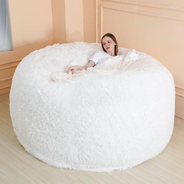 Stuhlhussen Drop 2023 Giant Bean Bag Cover Fashion Sofa Recliner Kissen Hochwertiges, bequemes, flauschiges Kunstfell