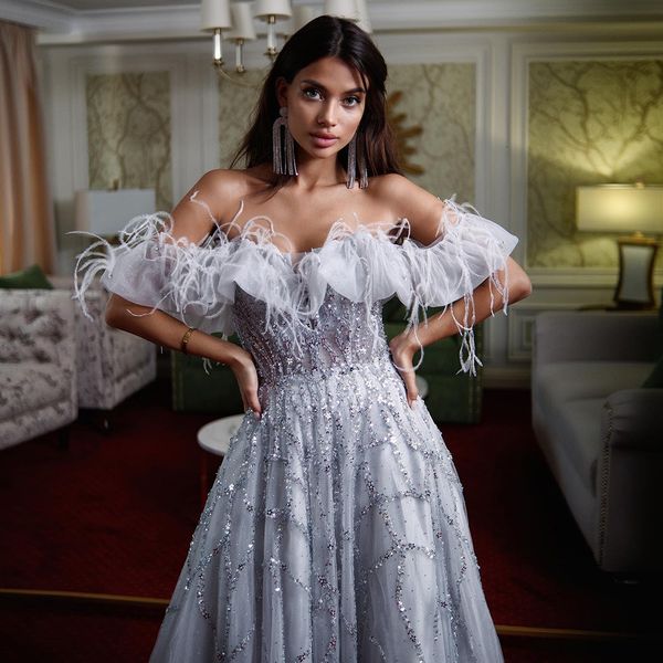 Partykleider Sharon Said Luxus Dubai Feder Silber Abend Elegant Lang Gold Lila Damen Abendkleid für Hochzeitsgast SS081 230505
