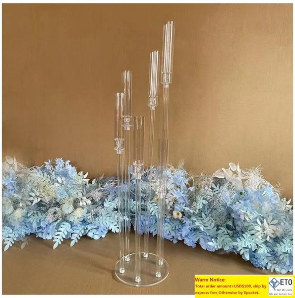 5pcs Decoração de casamento Candelabra Candelas Clear Veller Acrylic Candlesticks para casamentos