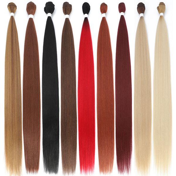 Peça de cabelo Extensões de cabelo lisados ​​ombre liso tecelagem de cabelo 36 polegadas Super longas fachões de cabelo lisos sintéticos cheios para acabar 230504