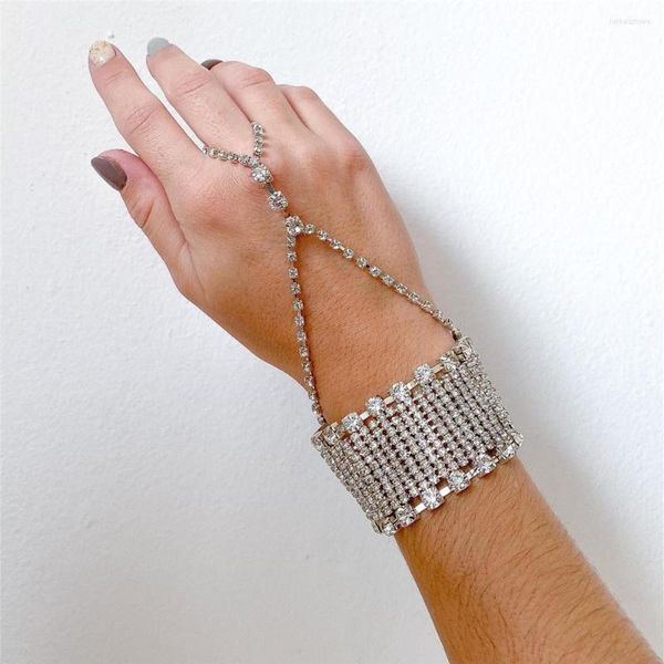 Ketten Exquisite Mode Strass Schmuck Ethnische Art Multi Layered Luxuriöse Fingerchain Armband Zubehör Großhandel
