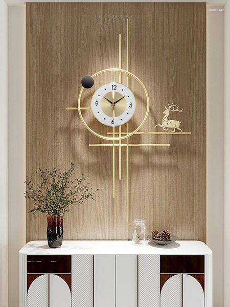 Wanduhren Mode Große Einfache Uhr Wohnzimmer Nordische Stille Kunst Luxus Kreatives Modernes Design Horloge Heimdekoration