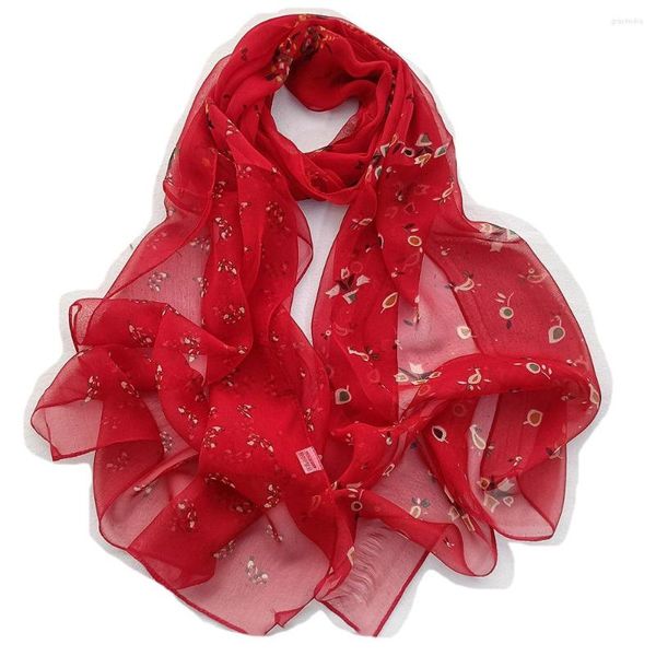 Schals Mode Blume Chiffon Georgette Schal Frauen Druck lange weiche Wickelschal Strand Halstuch weibliche Foulard