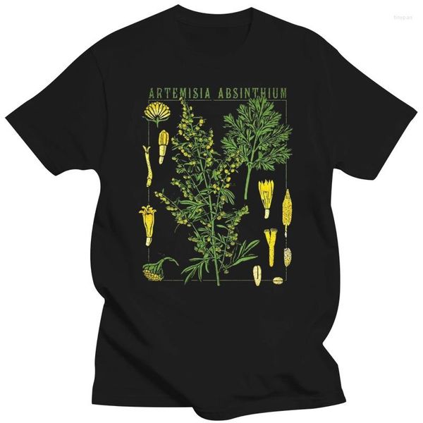 Herren T-Shirts T-Shirt Lässiger Mann T-Shirts Absinth Botanischer Garten Pflanze Druck Kunst Botanik Blüte Frucht Blume wachsen lustig