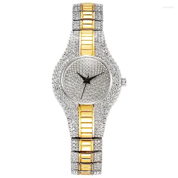 Orologi da polso Luxury Blingbling Orologio da polso al quarzo da donna Timer Gemma d'oro Orologio Hip Hop Regalo per ragazza Cronoscopio femminile Relogio