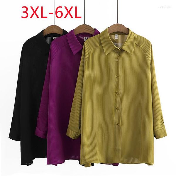 Blouses femininas 2023 Ladies Primavera Verão Blusa de tamanho grande para mulheres Tampas grandes Camiseta de camiseta verde de pescoço O-Grede Longo 3xl 4xl 5xl 6xl