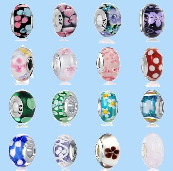 925 Charm Boncuk Aksesuarları Fit Pandora Takıları Takı Toptan En Yeni Renkli Lamba Cam Boncuklar Murano Aolly Bead