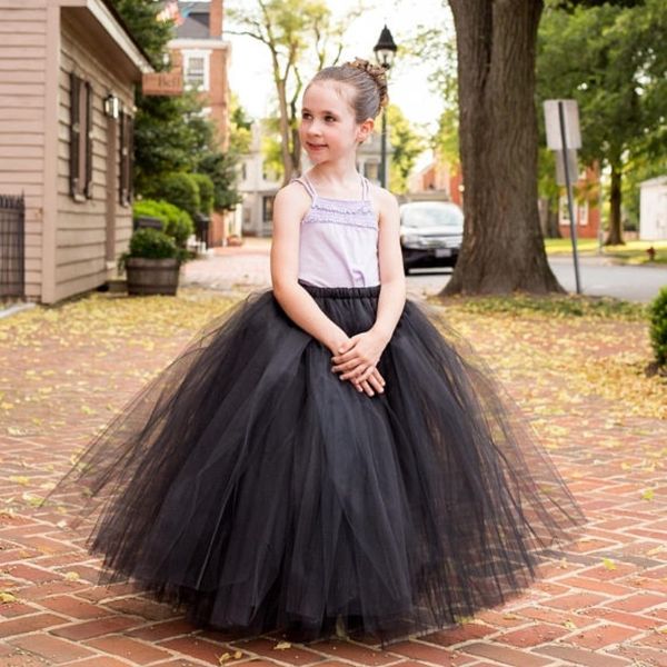 Handmade Black Tutu Skirt for Girls - Fluffy, Long, and Perfect for Dance, Christmas Parties, Infant and Toddler - Kids' Costume long tutu skirt (230505)