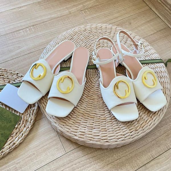 Sommer neue Damen Sandalen Designer High-End-Leder weicher Luxus mit niedrigem Absatz rutschfeste Hausschuhe offizielle Website synchroner G-Brief