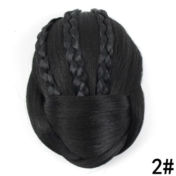 Chignons JOY BEAUTY Noir Couleurs 12 cm de Long Pièce de Cheveux Synthétiques Tressé Chignon Clip Dans Chignon Haute Température Fibre Donut Rouleau De Cheveux 230504