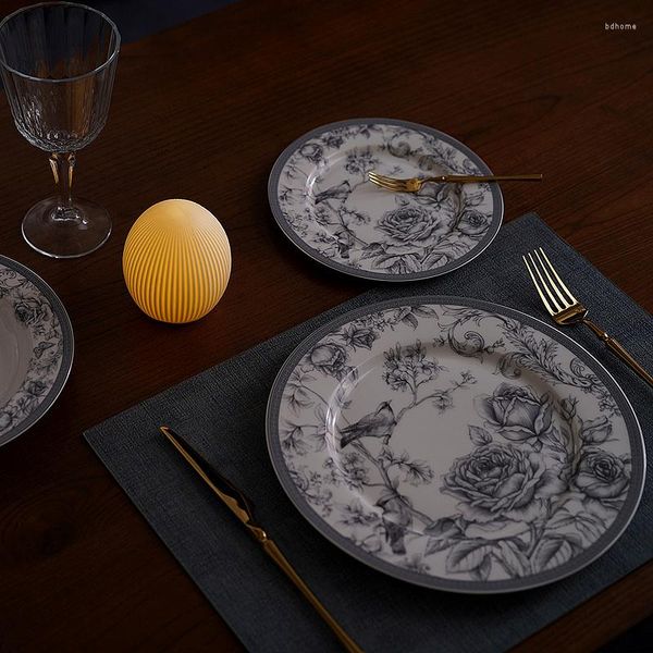 Пластины Midoshark Rose Flower and Bird Series Bone China Dinning Plate Домашняя блюда