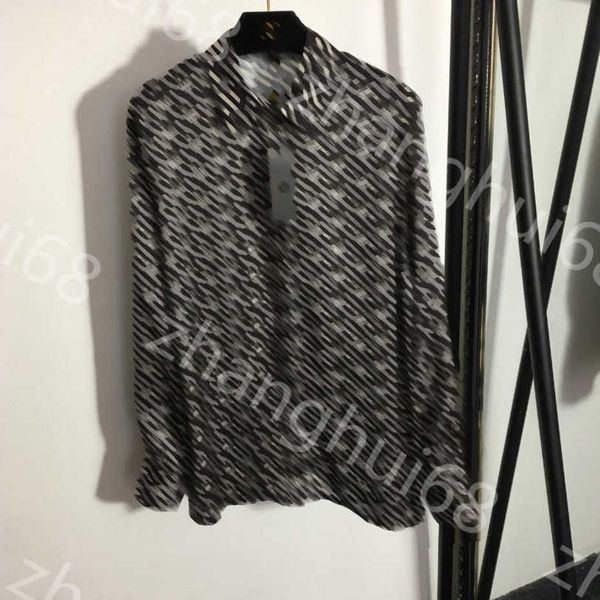 23ss donna Camicia donna abbigliamento firmato Camicia bianca camicetta collo alto Camicia a maniche lunghe con risvolto temperamento stampa alfabeto Abbigliamento donna di alta qualità a1