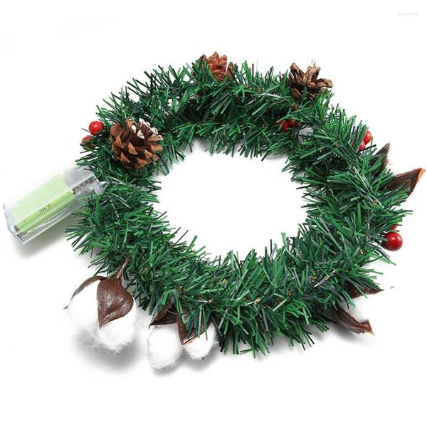 Dekorative Blumen Künstliche Weihnachten Rattan DIY Girlande Kranz Weihnachtsbaum Hängende Ornamente Lichterketten Mit Simulation Baumwolle Tannenzapfen