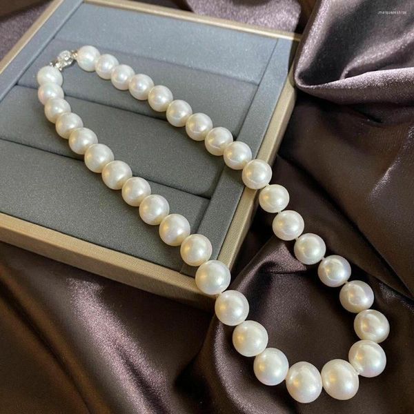 Catene Classica collana di perle bianche rotonde dei Mari del Sud da 12-13 mm 18 