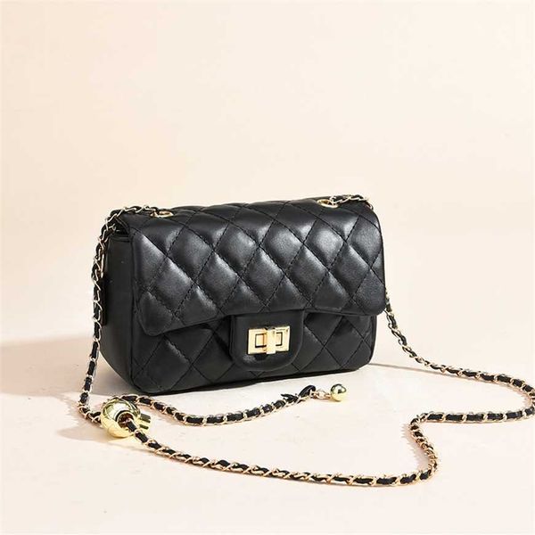 Straight Spring 2022 New Fashion Small Fragrant Soft Leather Square Fat Man Ling Grid Chain Crossbody Bag Factory Outlet 70% Rabatt