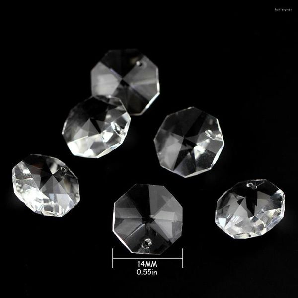 Kronleuchter Kristall K9 14 mm 50 Stück Exquisite klare DIY-Perlen aus Achteck in 1 Loch zur Beleuchtung von Dekorationszubehör