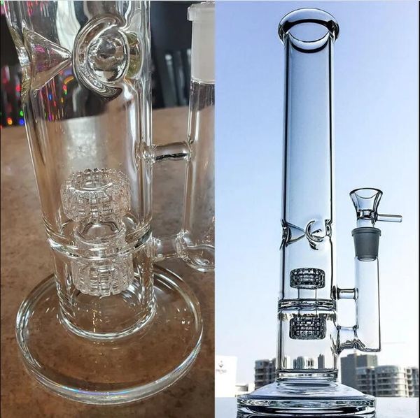 Büyük Cam Bong Duman Su Boruları Hakemler Heady Cam Dab Teçhizatlar Çift Kuş Kacaj PERC ile 18mm eklem 26cm boyunda