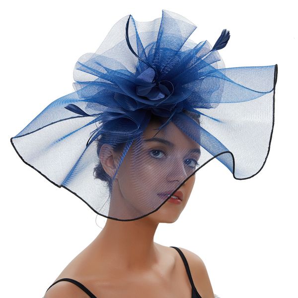 Baskenmütze Vintage Braut Blume Feder Hüte Elegante Hochzeitsaccessoires Braut Netz Weiß Fascinator Hut für formelle Anlässe 230505