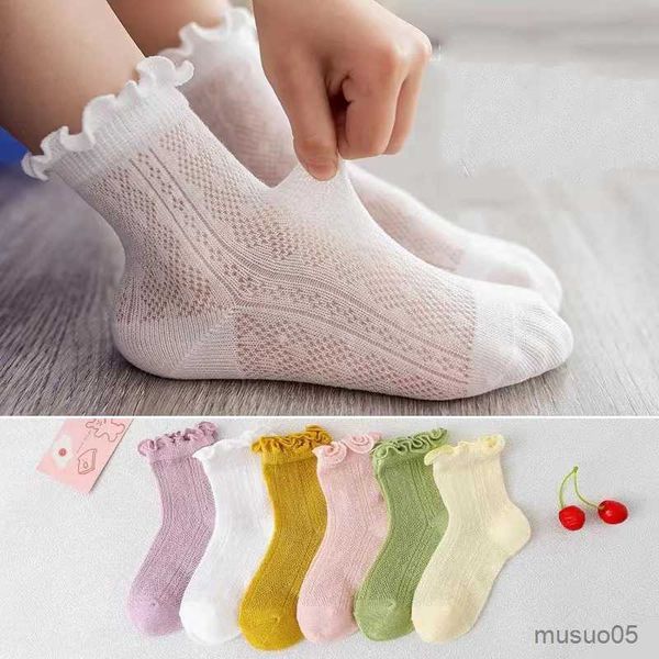 3pcs New Summer Cute Lace Neonato Principessa Neonata Calzini Tinta unita Morbido Cotone Infantile Calzino