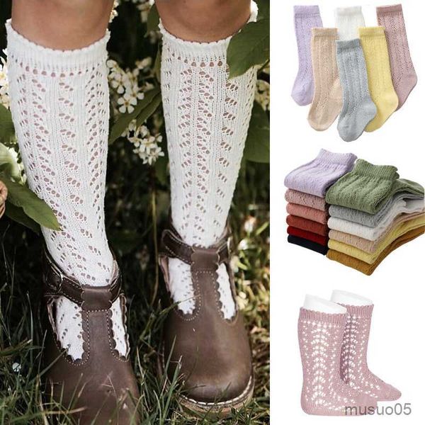 3 stücke Baby Mädchen Sommer Kinder Lange Socke Kleinkinder Kniehohe Mesh Dünne Socken Aushöhlen Weiche Baumwolle Säuglingssocken Für 0-7 Jahre