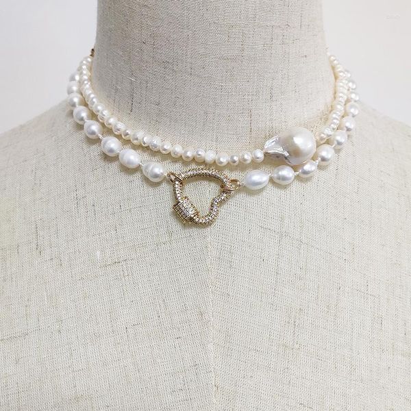 Colares de pingentes de moda de moda semi-barrocos de água doce colar de gargantilha para mulheres cor de ouro de cor de colarinho de colarinho de colarinho de colarinho de noiva