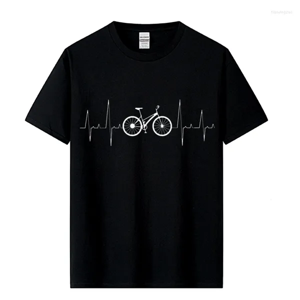 Herren T-Shirts Hochwertiges Mode-T-Shirt Mountainbikes Zyklus Herzschlag 3D T-Shirt Unisex Grafik Kurzarm Camiseta