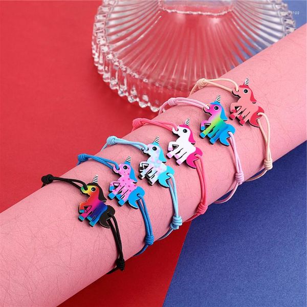 Bettelarmbänder YIZIZAI Tier galoppierendes Pferd Armband für Frauen elastisches Seil Freundschaft Schmuck Zubehör Kinder Weihnachtsgeschenk