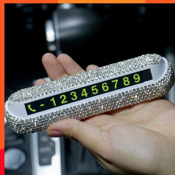 Luxusauto Temporäre Parkkarte Telefonnummernschild Magnetische Adsorption Design Autozubehör Bling Autozubehör für Frauen