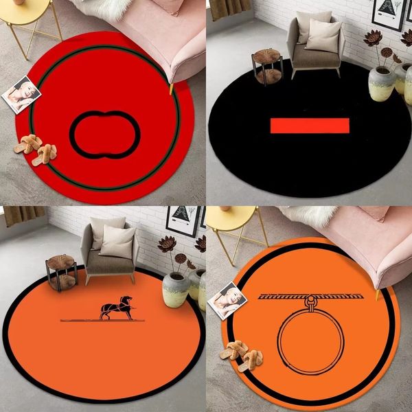 Tappeto di lusso popolare tappeti rotondi di design tappeti regali mobili camera da letto nero arancione moda camera decorativa lettere rotonde ordinarie tappeti di alta qualità JF008 C23